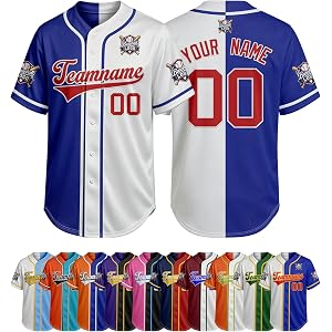 Custom Split Baseball Jersey Personalized Name Number Logo Uniform
