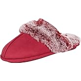 Jessica Simpson womens Comfy Faux Fur House Slipper Scuff Memory Foam Slip on Anti-skid SoleSlipper