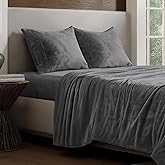 Bare Home Microplush Fleece Sheet Set - Queen Size - Ultra Soft Velvet - Cozy & Warm - Plush All-Season Comfort - Wrinkle Resistant - Deep Pocket Fit - Non-Pilling Sheets (Queen, Grey)