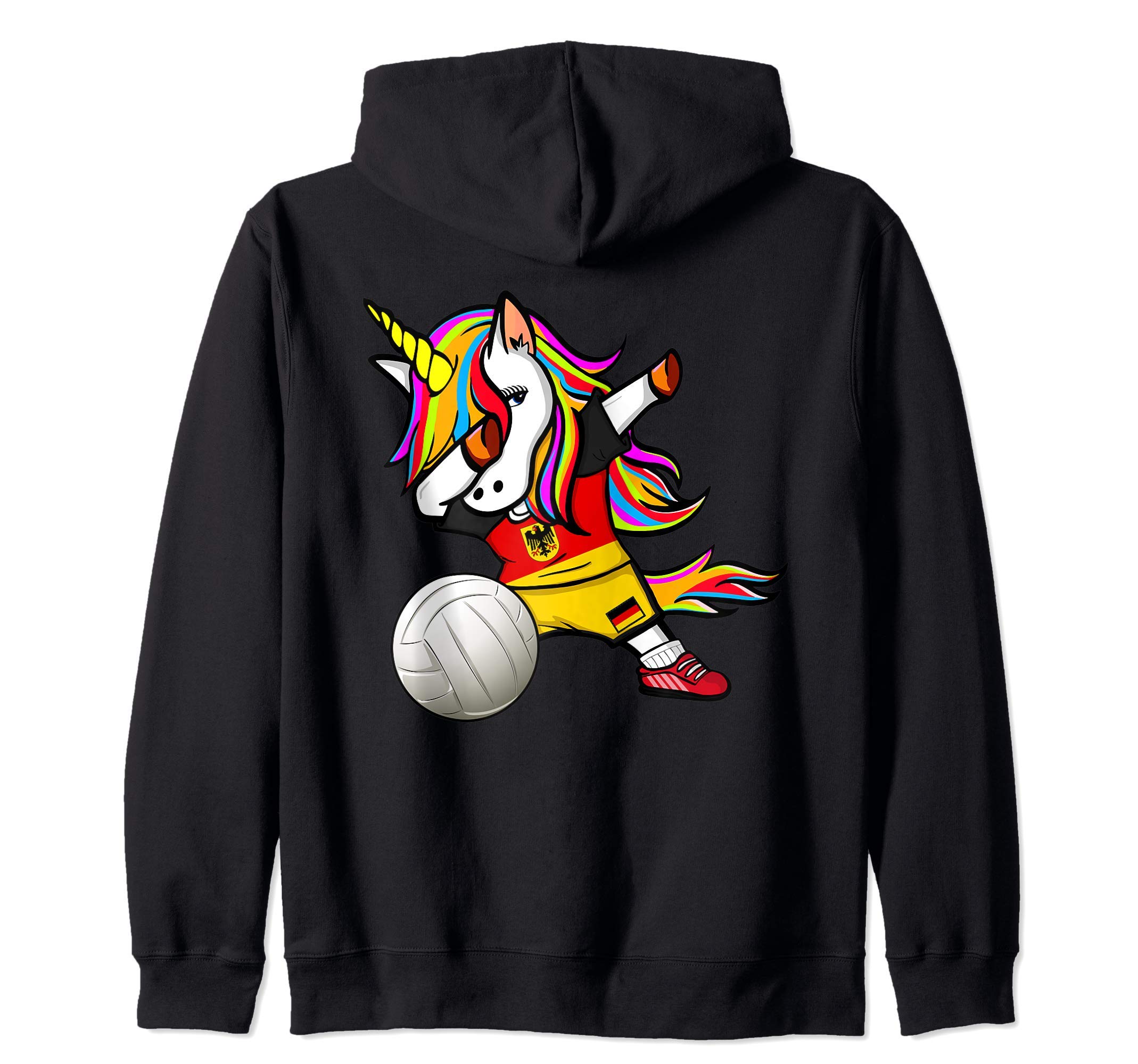 Dabbing Unicorn Germany Volleyball Fans Jersey - German Flag Zip Hoodie — image 1