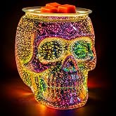 JOYOLO Wax Melt Warmer, Wax Warmer for Scented Wax with Light Bulb, Electric Skull Wax Burner, Halloween Fragrance Wax Melter for Home and Gifts (Rainbow Skull)