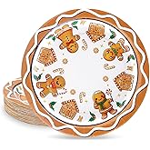 Whaline 40Pcs Christmas Paper Plates 9 Inch Gingerbread Man Party Plates Disposable Dinner Dessert Plate for Xmas Holiday Birthday Party Supplies