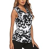 Zamowoty Women's Sleeveless Polo Golf Shirts UPF 50+ Dry Fit V-Neck with Collar Tennis Tank Tops