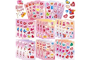 GonLei 324 Pcs Heart Stickers Valentine Stickers for Kids Classroom Valentines Day Stickers for Kids Cards Craft Scrapbooking Valentine Love Stickers for Girls Activities Gifts Games Party Favors
