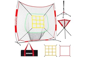 ZONLOLO 6x6ft Portable Baseball & Softball Net for Hitting，Pitching and Throwing, with Sturdy Bow Frame,Battting Tee,Ball Caddy and 2 Strike Zones, Perfect Pitching net for Kids!