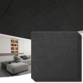 Art3d 12-Pack Acoustic Polyester Drop Ceiling Tiles, 2 x 2 ft, Black | Sound Absorbent, Waterproof, Reusable, Compatible with Grid System, Perfect for Office, Basement, Kitchen