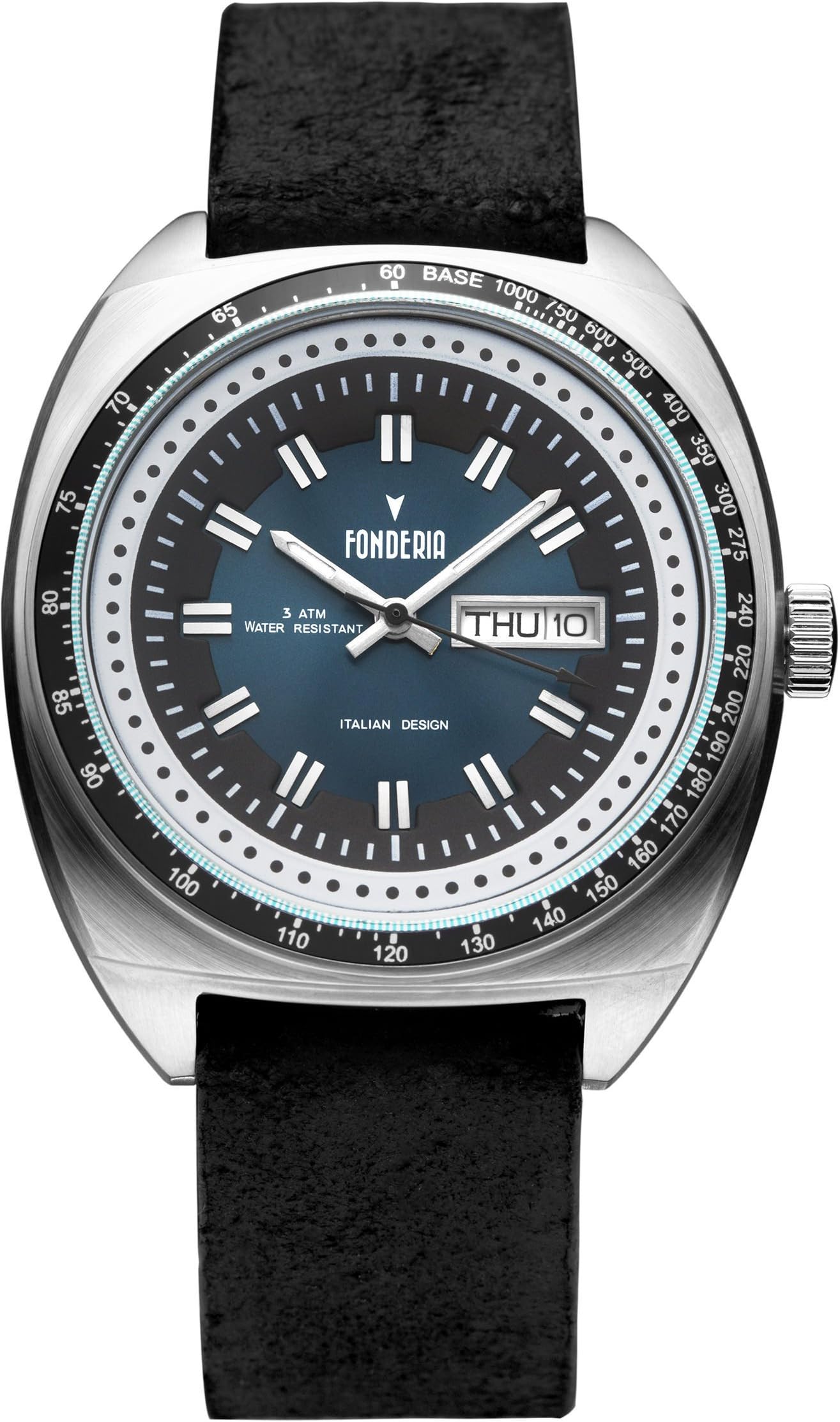 FonderiaMens Analogue Quartz Watch with Leather Strap P-6A004UB2