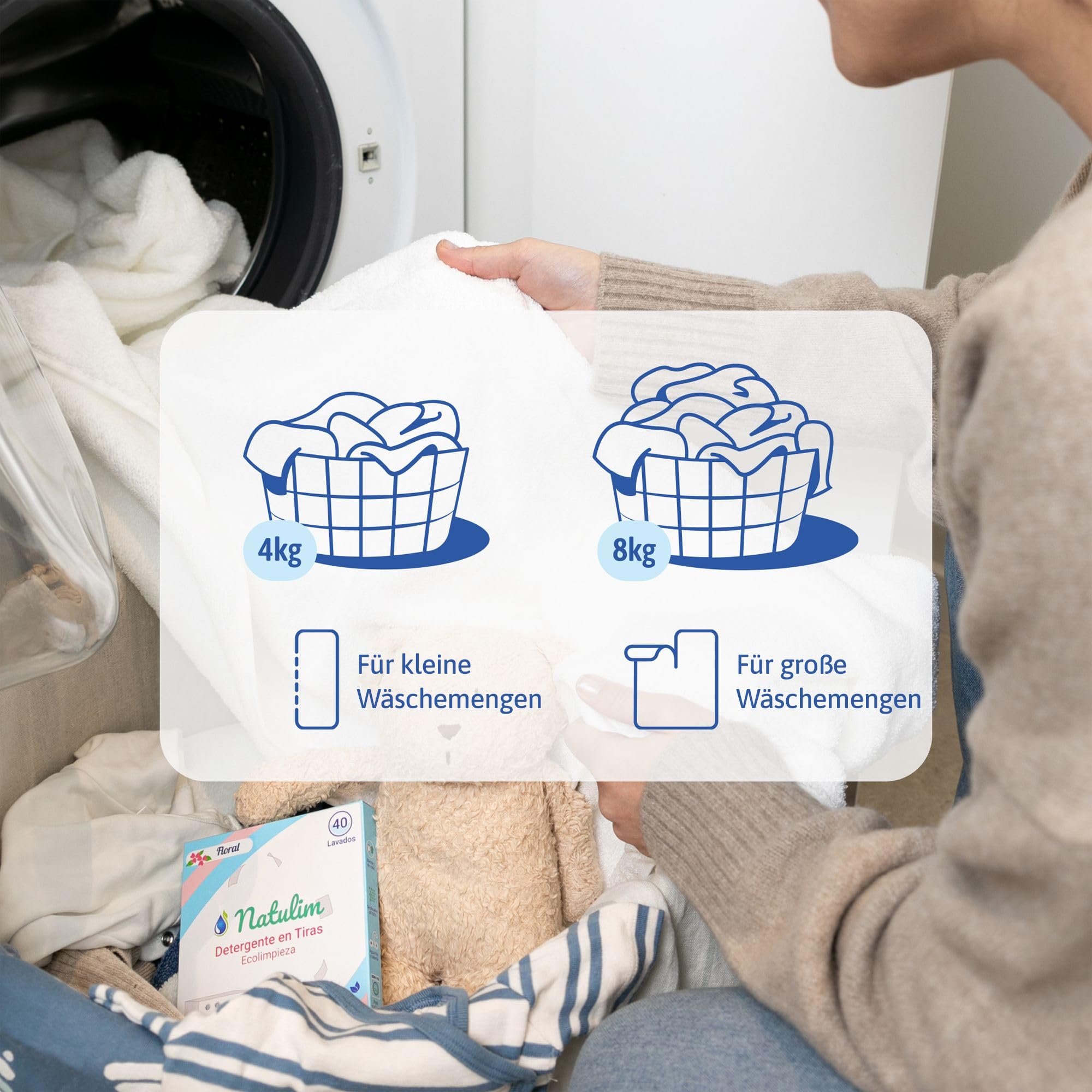 Natulim Waschmittel Blätter - Waschblätter für die Waschmaschine, Waschtücher für 40 Waschgänge - nachhaltige Waschstreifen ohne Plastik biologisch abbaubare Waschpapier Made in EU (Lavendel) 4