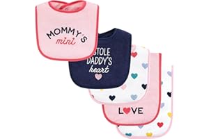 Hudson Baby Unisex Baby Cotton Terry Bib and Burp Cloth Set, Bold Mom Dad, One Size