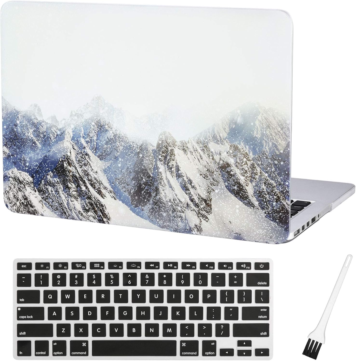 MacBook Pro 13 inch Case Cover A1502 A1425 Mountain Plastic Laptop Hard Shell Cover Sleeve Matte Rubberized (2012 2013 2014 2015 Release) with Silicone Keyboad Cover and Dust Brush(Snow Mountain)