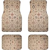 Luxury Oriental Car Floor Mats Full Set | Car Decor for Women Men | Vintage Oriental Pattern | Heavy Duty All-Weather Universal Rubber Liners | Non-Slip & Odor-Free