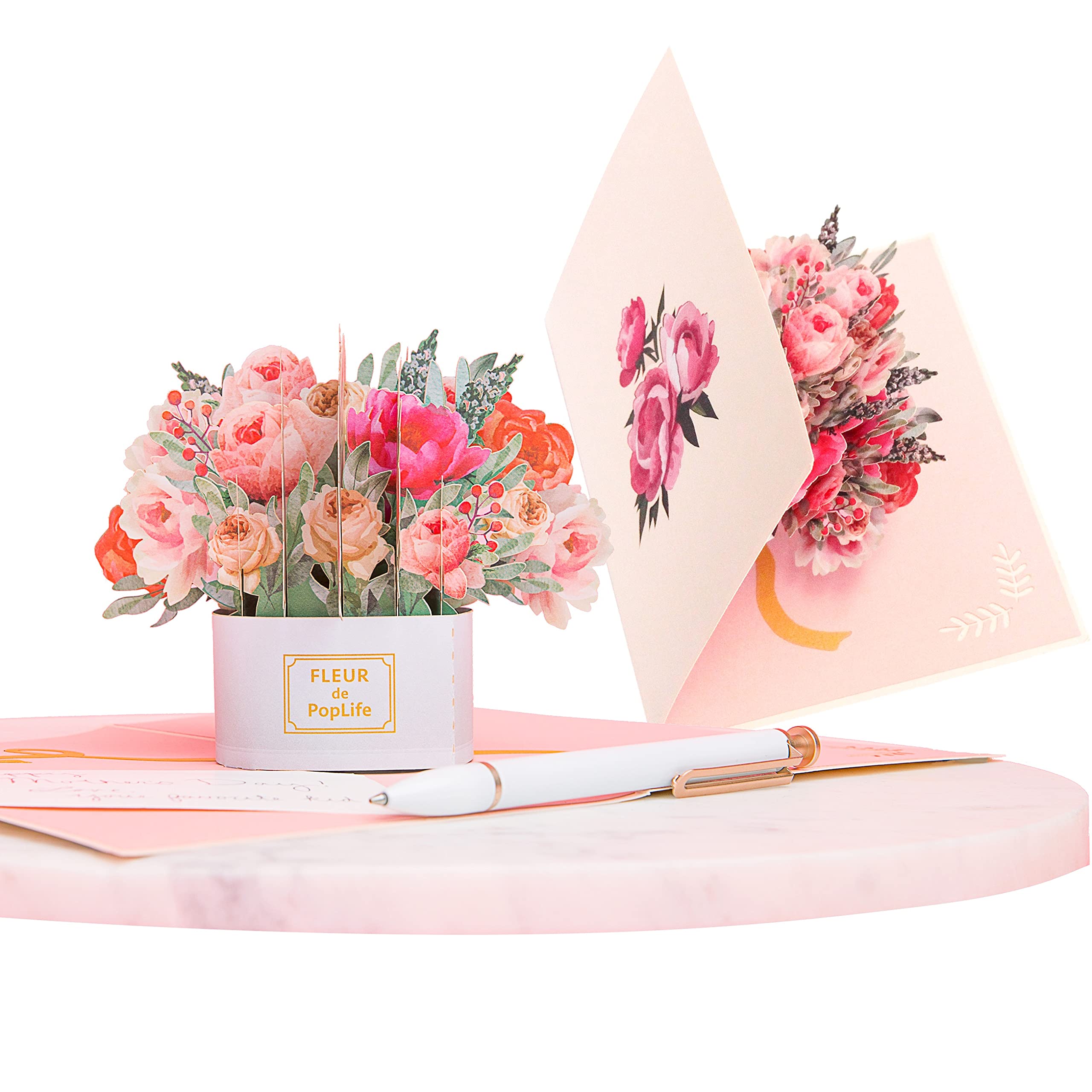 PopLife® Luxe Flower Box 3D Pop Up Mother's Day - Blank Card, Anniversary, Valentine's Day Card, Wedding or Party Invitation - For Wife, Mom, Sister, Grandma, Daughter, and Girlfriend