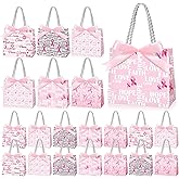 Kolldenn 50 Pcs Breast Cancer Awareness Gift Bags with Handle 5 Styles Pink Ribbon Cancers Fighter Gifts Bags for Women Breast Cancer Awareness Party Supplies, 5.51 x 2.36 x 4.72 Inches