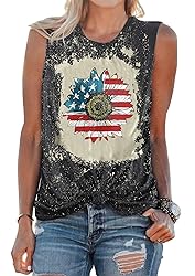 4th of July Tank Tops Women Sunflower Graphic Tees