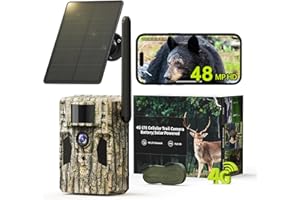 SEHMUA 3rd Cellular Trail Cameras with 48MP Photo 2K Live Streaming, 4G LTE Unlimited Data Plan Built-in SIM Card, 4W Solar Powered Game/Deer Cam No Glow Flash with Motion Activated Waterproof IP66