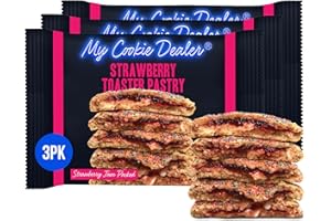 My Cookie Dealer Soft Baked Cookies, Strawberry Toaster Pastry (3-Pack, 4oz Cookie) - Strawberry Pop-Tarts & White Chip Batter, Filled with Strawberry Jam - Individually Wrapped Travel Snacks