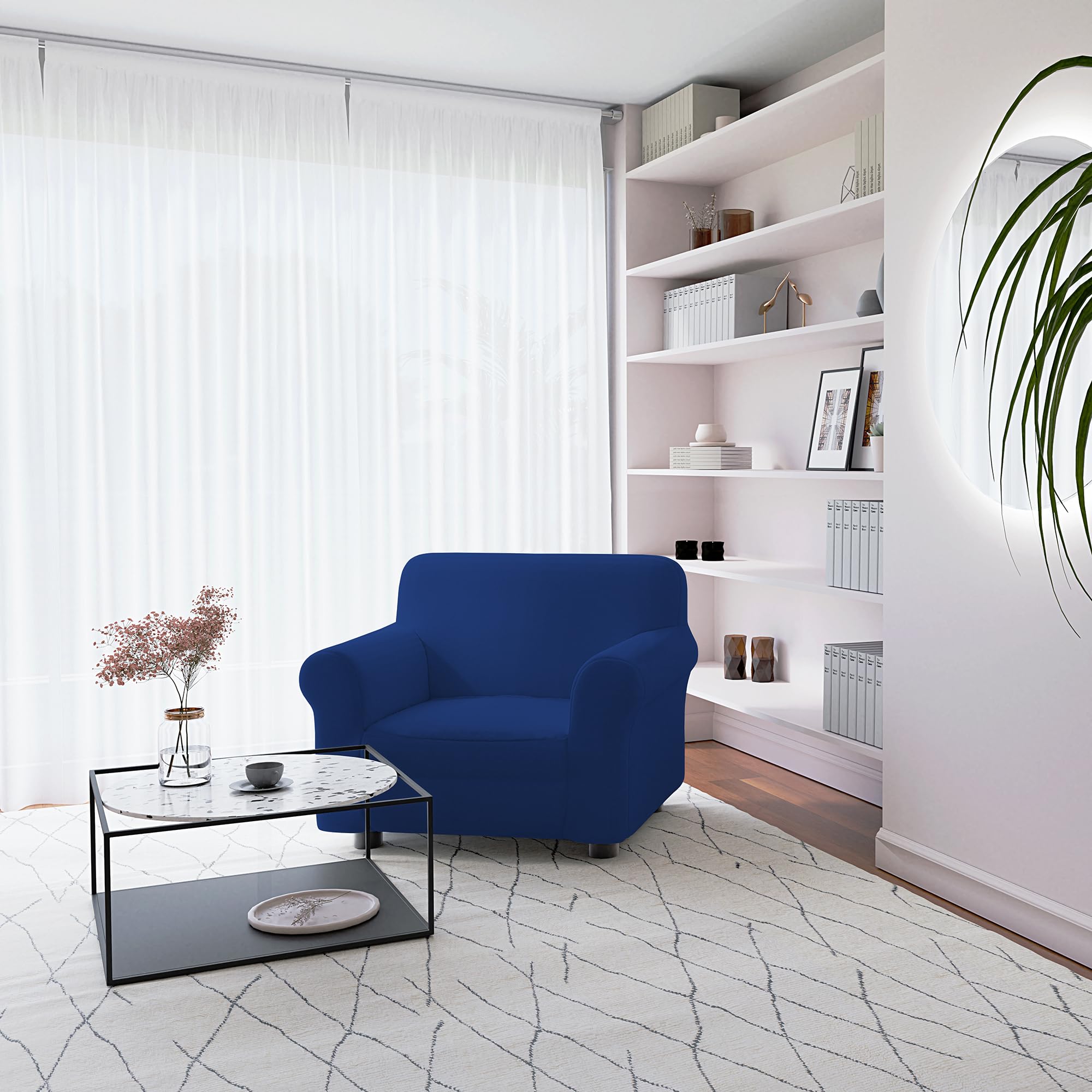 Italian Bed Linen Elastic Sofa Cover “Piu Bello”, 97% Polyester + 3% Elastometer, Electric Blue, 1 Place