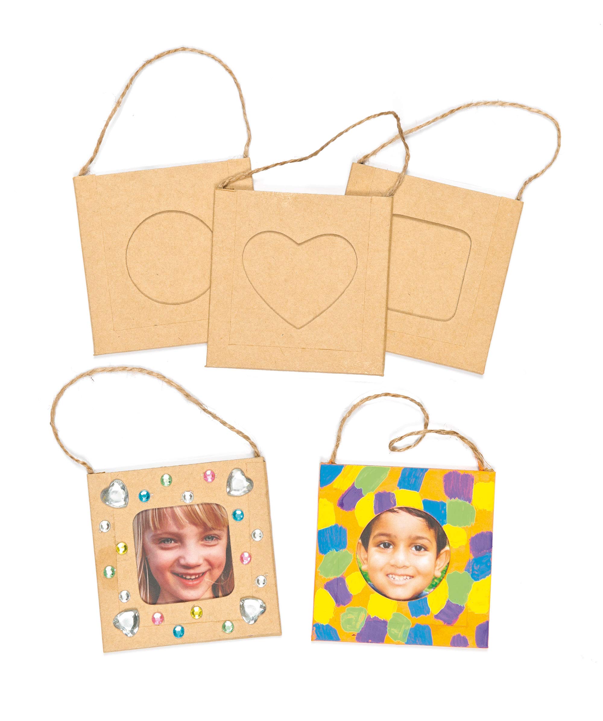 Baker Ross E7573 Design Your Own Hanging Photo Frames (Pack of 12) For Kids to Decorate and Display, Brown