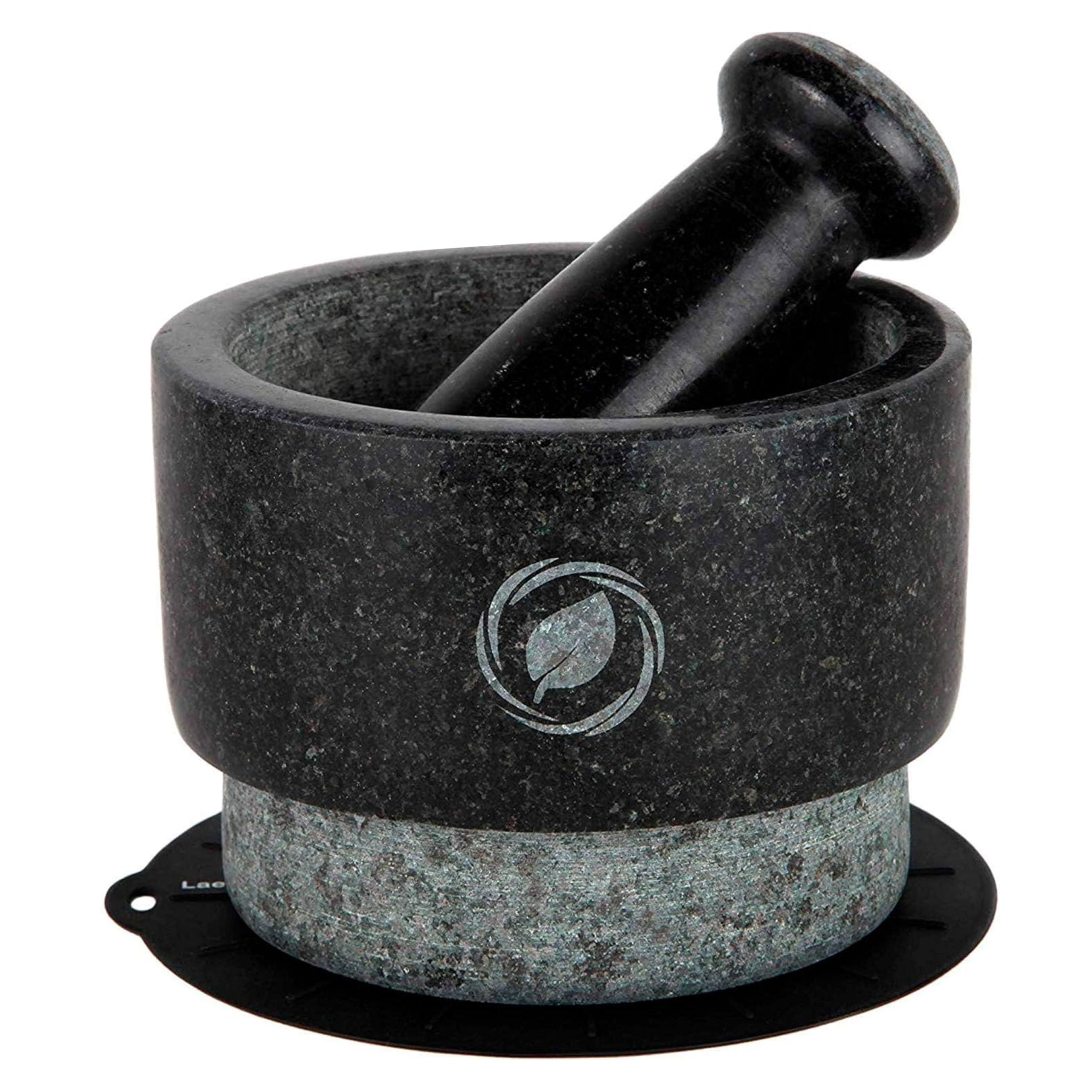 Photo 1 of **INCOMPLETE** Laevo Mortar Large - Black Granite Stone Spice Grinder Bowl, 2.1 Cup Capacity, 5.5 Inches - Reversible Molcajete Mexicano - Guacamole, Spices - Large Mortar