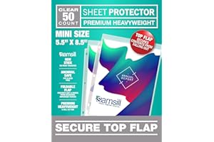 Samsill Mini Secure Top Sheet Protectors, 5.5x8.5 Inch Page Protectors for 3 Ring Binder, Super Heavy Duty, Secure Top Flap P