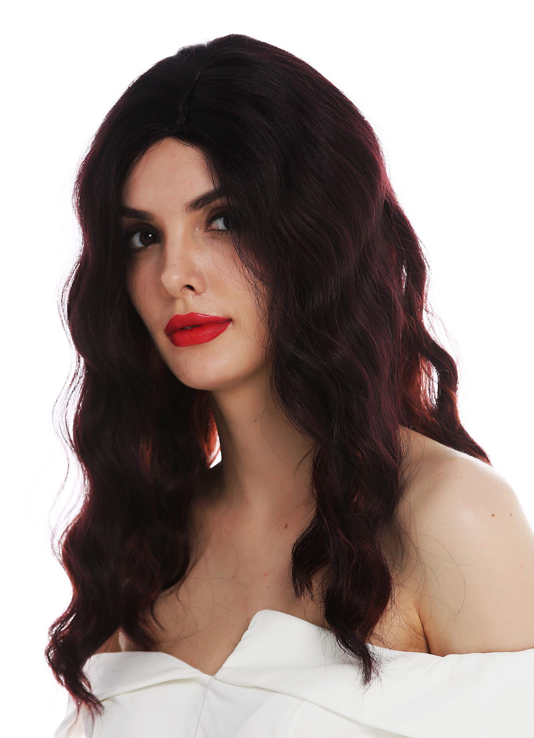 WIG ME UP - VK-58-OMFIRERED wig women's wig long parting noble wavy waved Balayage highlights Hollywood diva red black
