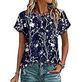 Zeagoo Womens Tops Short Sleeve Cute Summer Blouses Crew Neck Dressy Casual T Shirts Work Clothes S-2XL