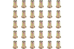 Tkiaea Rivet Nut, 50Pcs 8-32UNC Rivnut Carbon Steel Flat Head Threaded Insert Nut