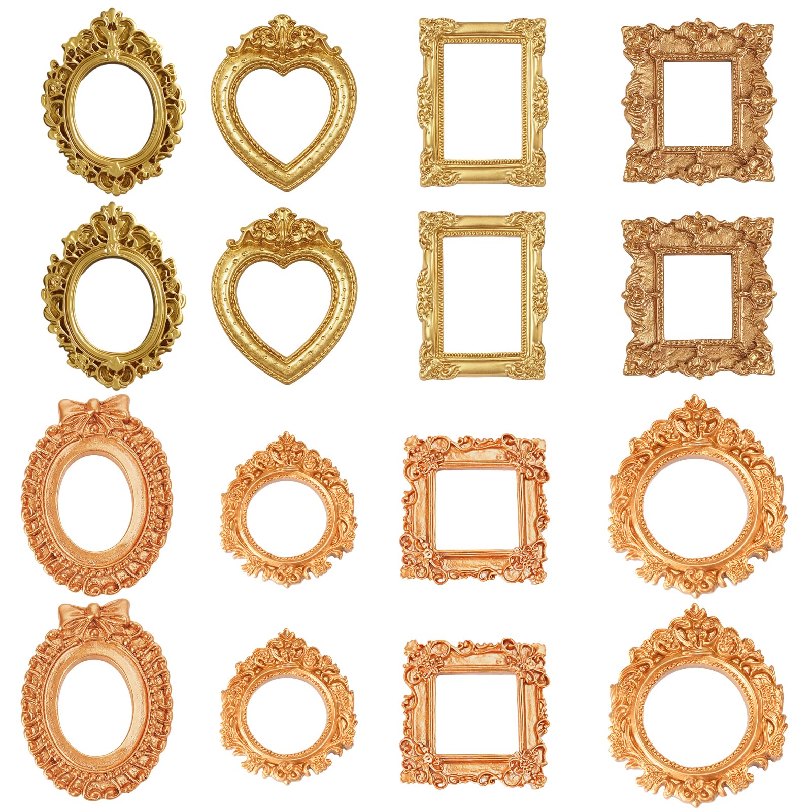 Photo 1 of 16Pcs Small Gold Picture Frames, Mini Gold Frames, Mini Picture Frames Suitable for Wall Display and Tabletop Decor