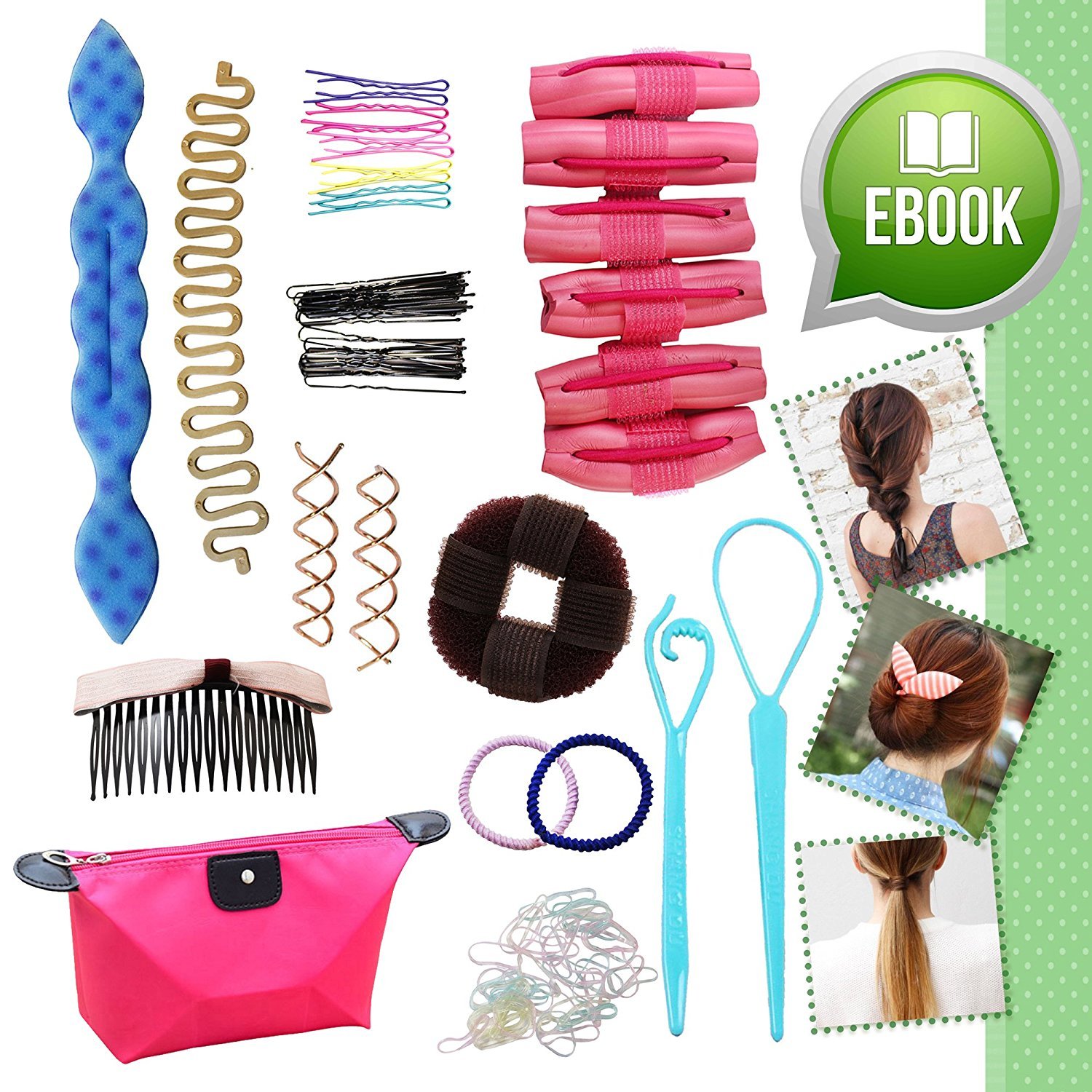 Ultimate Hair Styling Makeover Accessories Tool Kit Bonus eBOOK Gift Set for Girls Teens