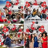 Conleke 161Pcs Red Black Silver Balloon Arch Kit Explosion Star Balloons view 4