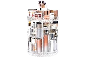 Makeup Organizer, 360 Degree Rotating Cosmetic Storage Organizer, 7-Layer Adjustable Makeup Display Case, Fits Jewelry Makeup