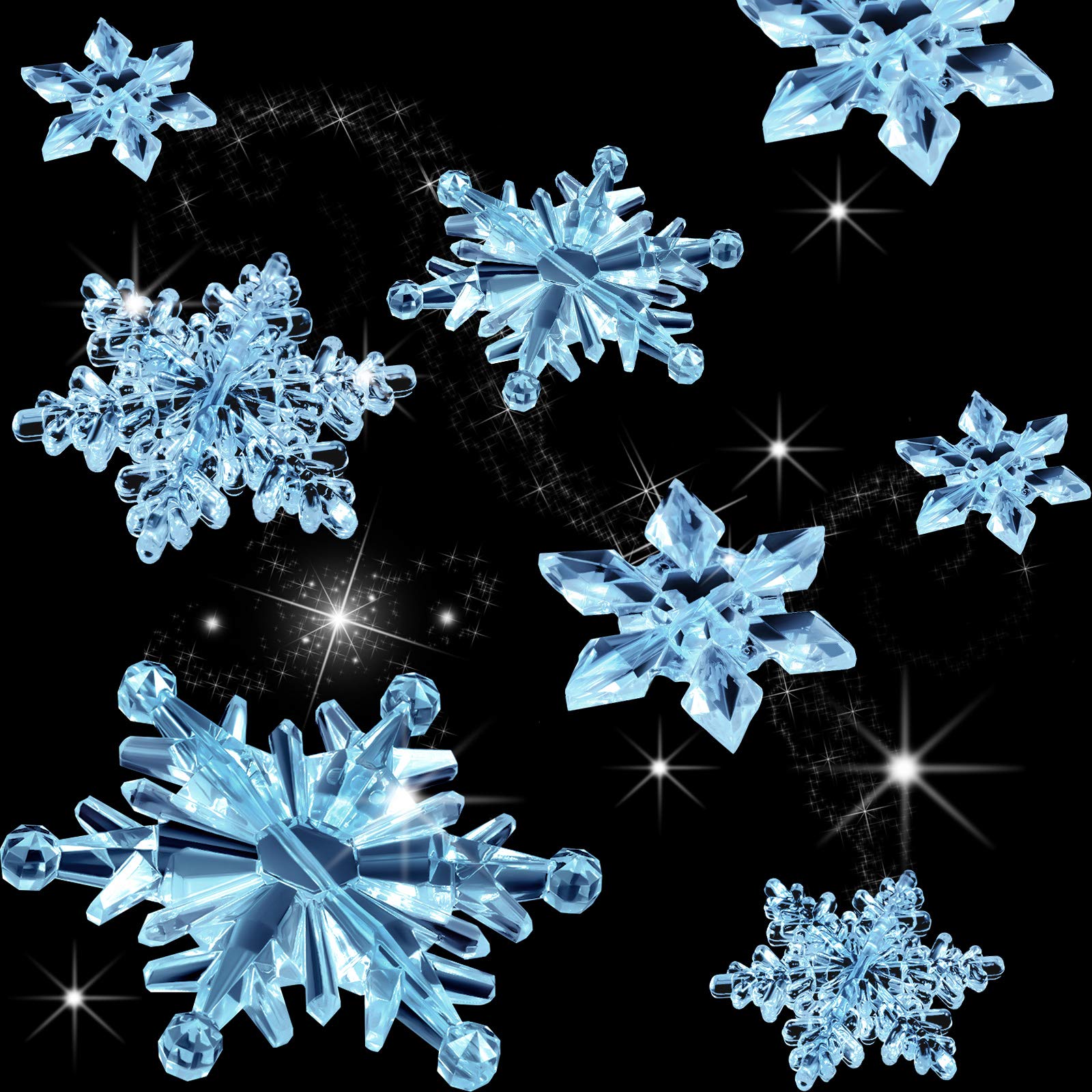 Boao 35 Pieces Acrylic Crystal Snowflakes Ornaments Xmas Tree Pendant DIY Winter Snowflake Snow Theme Decoration (Clear Light Blue) — image 1