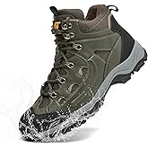 AugTeak Men's Casual Hiking Boots Waterproof Lightweight Mid Top Ankle Boots Comfortable Outdoor Trekking Trails Shoes