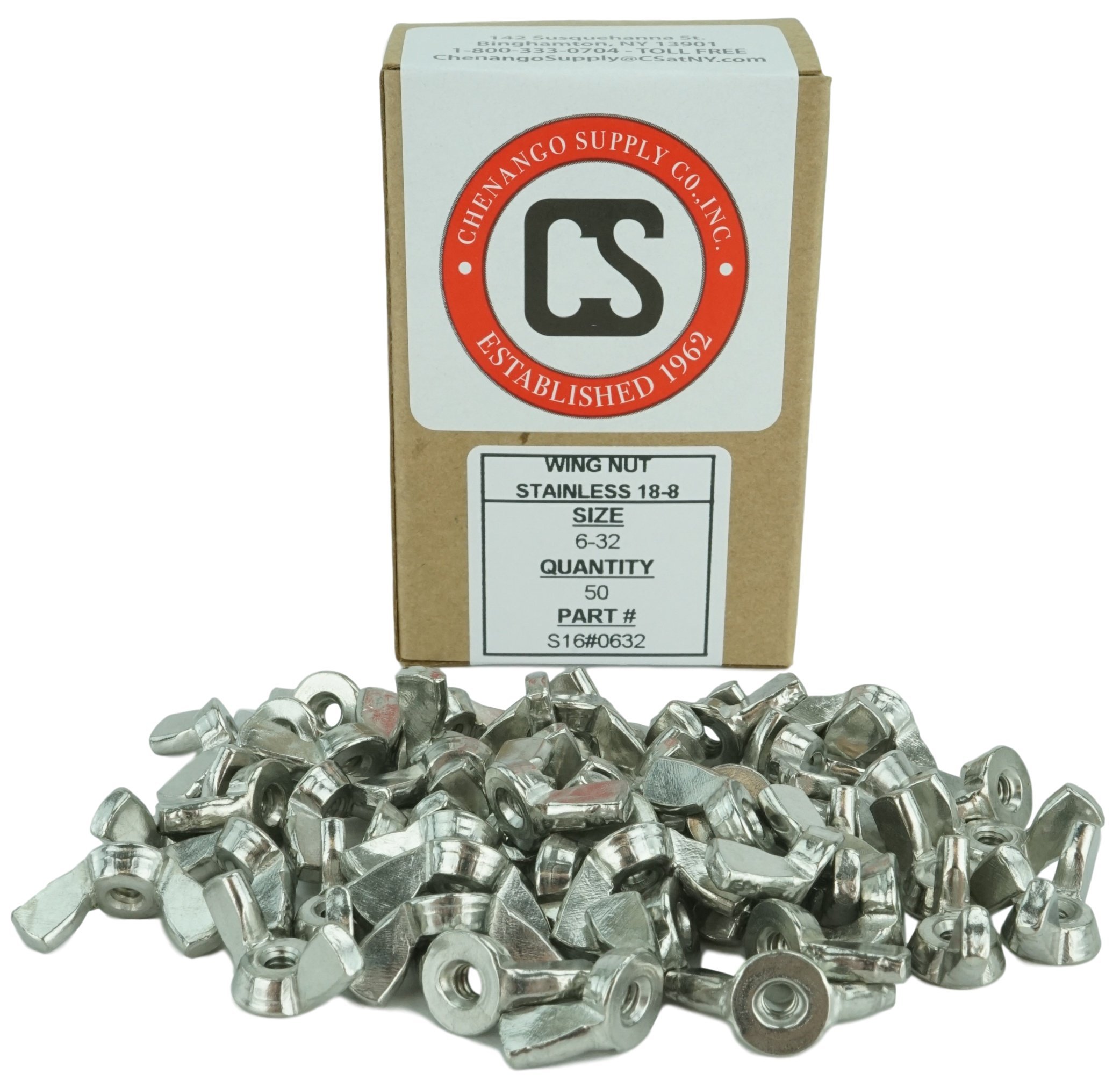 Stainless 6-32 Wing Nut, Stainless Steel 18-8, Machine Thread (50, 6-32 Wing Nut)