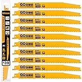 10 Pack 9 Inch 6/12 TPI Reciprocating Saw Blades for Nail-Embedded Wood,Bi-Metal Blades for Cutting Stud and Nail PVC Pallets