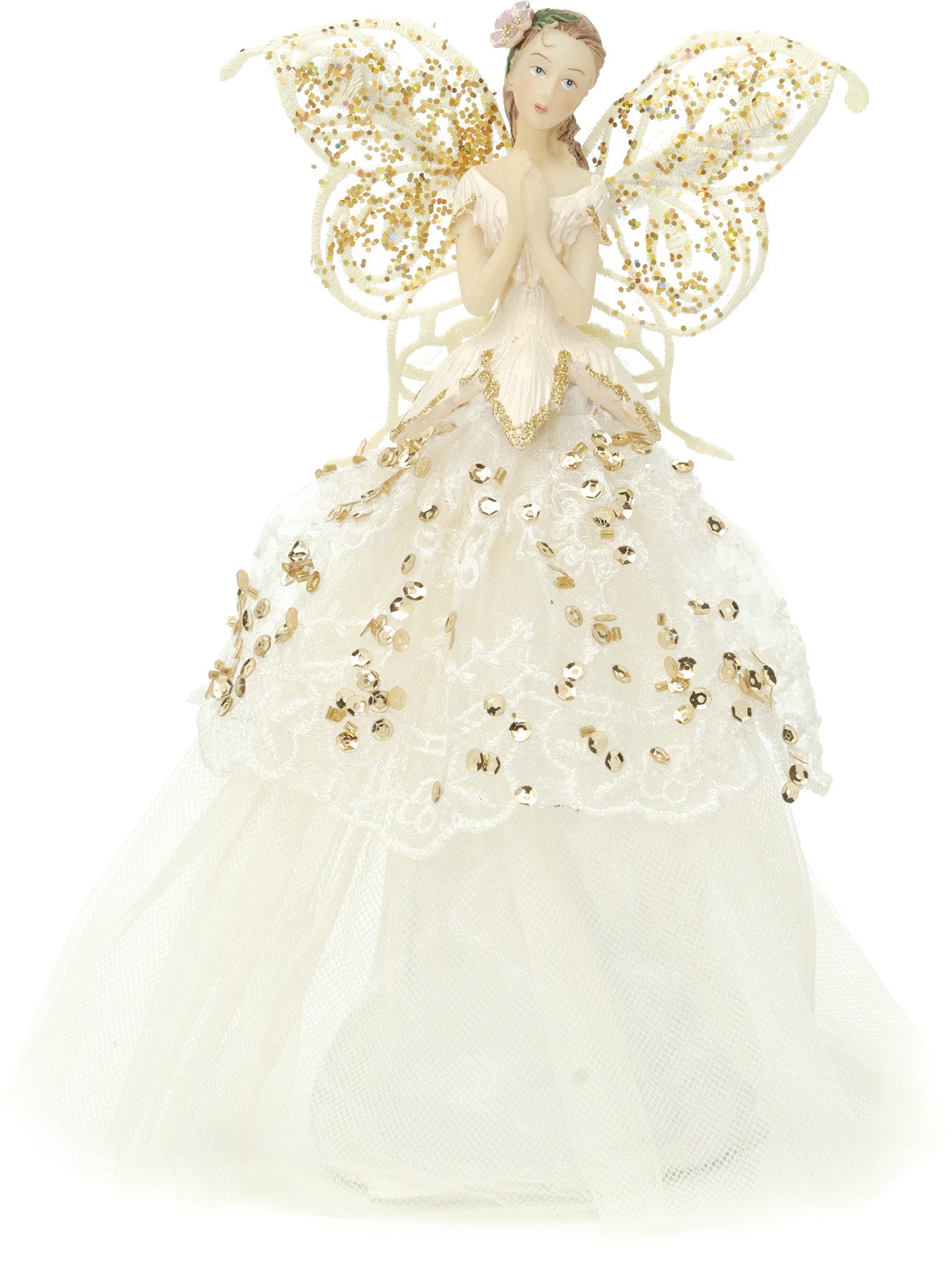 Festive Productions Fabric Angel Christmas Tree Topper, 23 cm - Gold/Cream