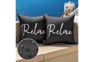 MIULEE Outdoor Waterproof Throw Pillow Covers Set of 2 Relax Decorative Outdoor Square Pillowcases for Chair Patio Garden Couch Tent Balcony Sofa Black 20x20 Inch