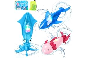 Oisacirg Pool Diving Toys, 3 Pack Light-up Animals Swimming Pool Toys for Kids Underwater Game Pool Bath Dive Shark, Octopus, Salamander Water Toys for Adults Kids 4 5 6 7 8 9+