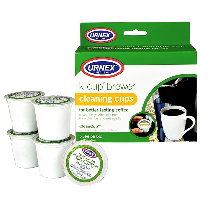 Urnex K-Cup Cleaner - 5 Cleaning Cups - For Keurig Machines Compatible with Keurig 2.0 - Removes Stains Non Toxic