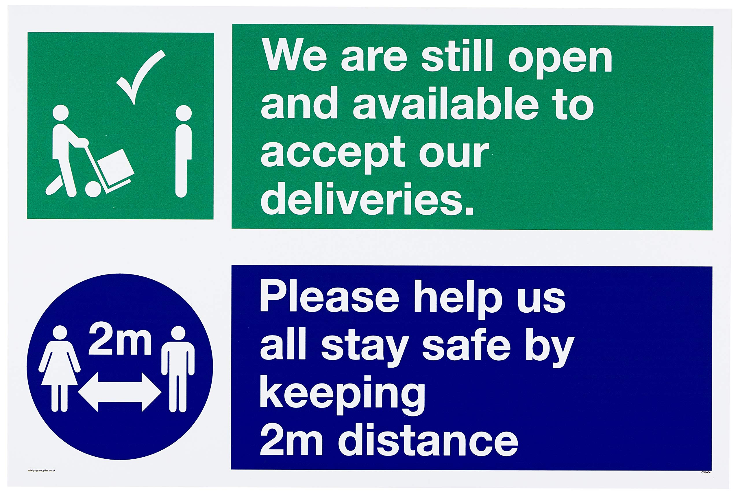 We are still open and available to accept our deliveries. Please help us all stay safe by keeping 2m