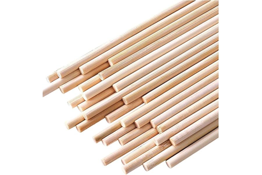 HOPELF 25PCS Wooden Dowel Rods - 1/4 x 12 Inch Bamboo Sticks - for Crafts, Cake Dowels and DIY Projects