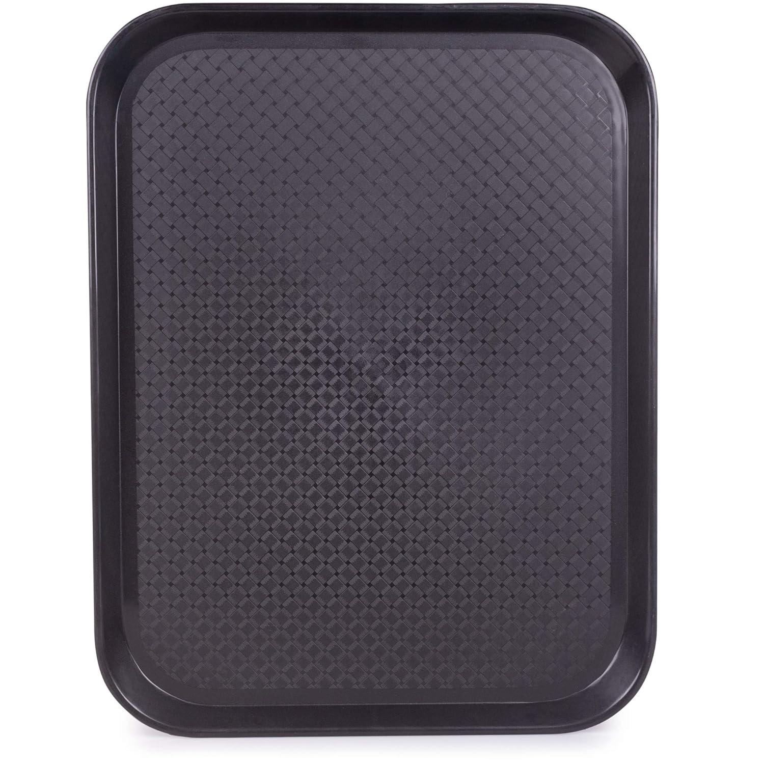 Fast Food Cafeteria Tray | 14 x 18 Rectangular Textured Plastic Food Serving TV Tray | School Lunch, Diner, Commercial Kitchen Restaurant Equipment (Black)
