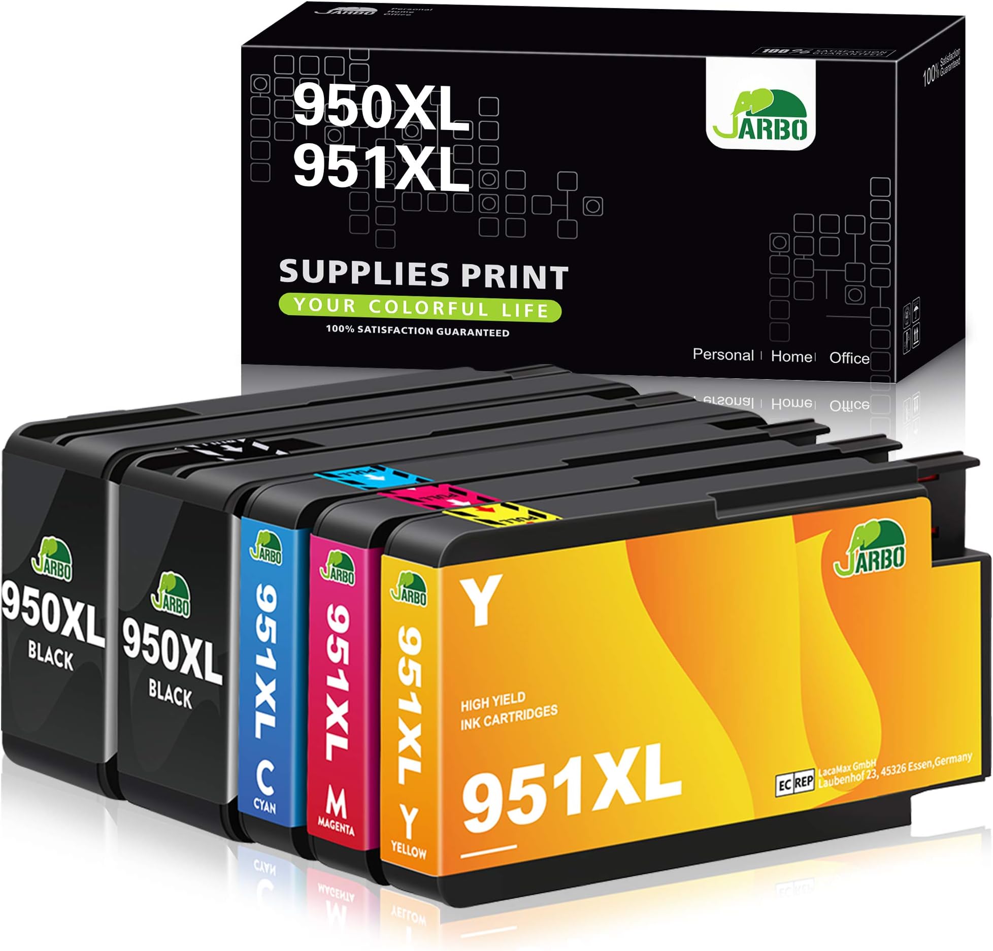 JARBO Compatible Ink Cartridge Replacement for HP 950 951 950XL 951XL, 1 Set+1 Black, Compatible with HP Officejet PRO 8600 8610 8620 8630 8100 8640 8660 8615 8625 251dw 271dw 276DW Printer