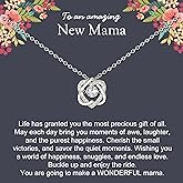 NOURISHLOV New Mom Necklace, Sterling Silver 2 Hearts Mama Gift for Pregnant Daughter, First Time Mom Gifts for Expecting Mother, Pregnancy Gifts, Mothers Day Christmas Jewelry