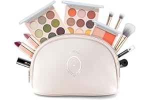Color Nymph All In One Makeup Kit For Teens Girls | Starter Make up Set With Cosmetics Bag | Included Eyeshadow Blush Lipstick Lip Pencil Eye Pencil Brush Mascara | Travel Makeup Bag Design（ White ）