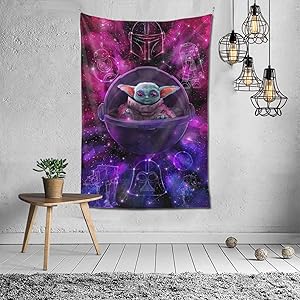 WQOIEGE S-t-a-r War Cute Baby Yodas Mand-alorian Blanket Tapestry Wall Hanging 60x40 Inches Soft Durable Skin-Friendly Modern Style Home Decor Wall Hanging for Living Room Bedroom Dorm Bedspread