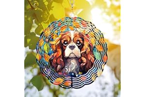 64DECALS 64memory Cavalier King Charles Spaniel Wind Spinner, Cavalier King Charles Spaniel Wind Spinner Hanging for Yard and Garden, Unique Gift Wind Spinner, 3D Hanging Wind Spinner Outdoor