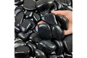 FANTIAN 5 lbs Black River Rocks for Plants, 2-3 inch Large Pebbles for Plants Indoor. Decorative Stones for Planters Vase Fillers Aquarium Fish Tank and Outdoor Garden Landscaping