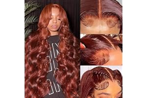 SPOU 30 Inch Reddish Brown 180 Density Body Wave HD Lace Frontal Wigs Human Hair 13X6 Lace Front Wigs Human Hair 350# Body Wave Human Hair Wig Pre Plucked for Women Human Hair Wig