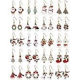 20 Pairs Christmas Earrings Bulk for Womens Holiday Earrings Christmas Drop Dangle Earrings Set Cute Xmas Holiday Tree Elk Snowman Santa Hook Earrings Christmas Party Jewelry Gifts
